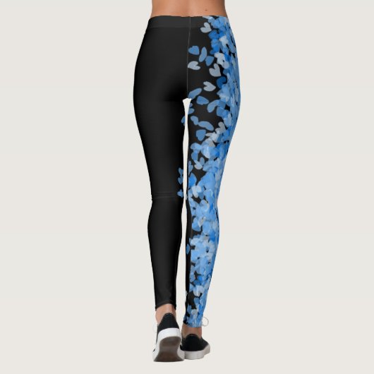 mode blauwe vrouwen zwart leggings (Achterkant)