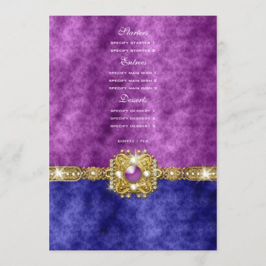 mode bling de damassé bleue pourpre de menu (Dos)