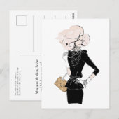 Mode blonde haar in het zwart briefkaart (Voorkant / Achterkant)