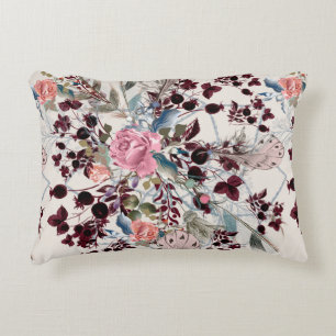 Mode bo-ho illustratie met rozen bloemen en p accent kussen