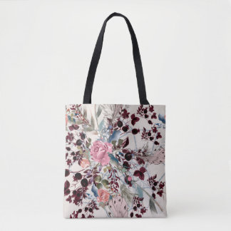 Mode bo-ho illustratie met rozen bloemen en p draagtas