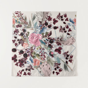 Mode bo-ho illustratie met rozen bloemen en p wandkleed