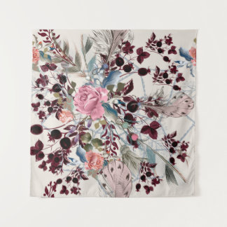 Mode bo-ho illustratie met rozen bloemen en p wandkleed