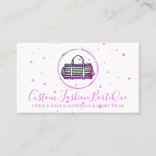 Mode Boutique polka stipt Roze Canvas tassen Visitekaartje (Voorkant)