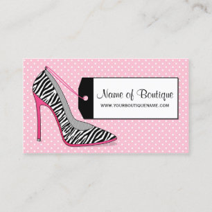 Mode Boutique Roze en Zwarte Zebra Stilettos Visitekaartje