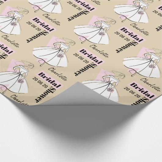 Mode Bride Neutraal Vrijgezellenfeest Datum Naam Cadeaupapier (Hoek)