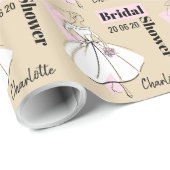 Mode Bride Neutraal Vrijgezellenfeest Datum Naam Cadeaupapier (Rol Hoek)