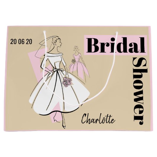 Mode Bride Neutraal Vrijgezellenfeest Datum Naam r Groot Cadeauzakje (Voorkant)
