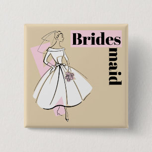 Mode Bride Neutrale Bridesmaïde knoop vierkant Vierkante Button 5,1 Cm