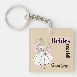 Mode Bride Neutrale Bridesmaïde sleutelhanger