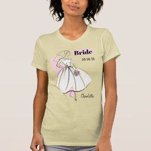Mode Bride Neutrale Groep Bride Naam Datum T-shirt