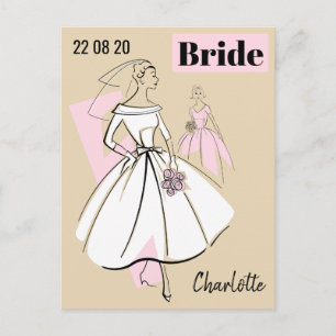 Mode Bride Neutrale Groep Datum Naam beige Briefkaart