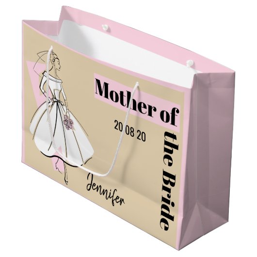 Mode Bride Neutrale moeder van Bride grote roze Groot Cadeauzakje (Voorkant Gekanteld)