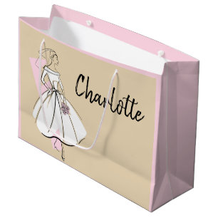 Mode Bride Neutrale Naam cadeau zak grote roze Groot Cadeauzakje