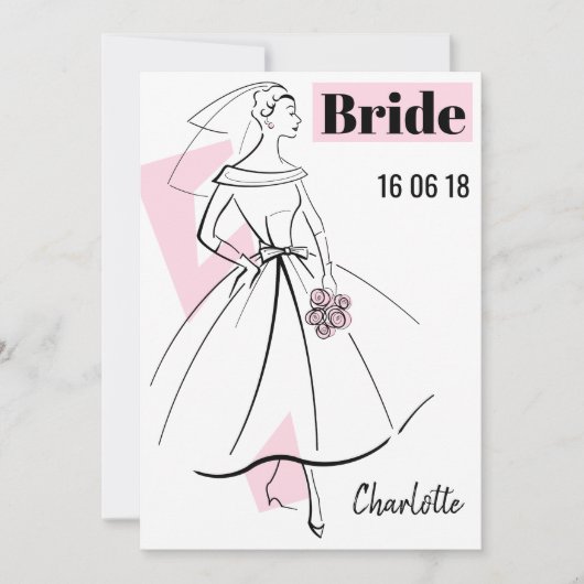 Mode Bride Pink Bride bridal doucheuitnodiging Kaart (Voorkant)