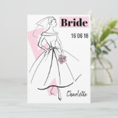 Mode Bride Pink Bride bridal doucheuitnodiging Kaart (Staand voorkant)