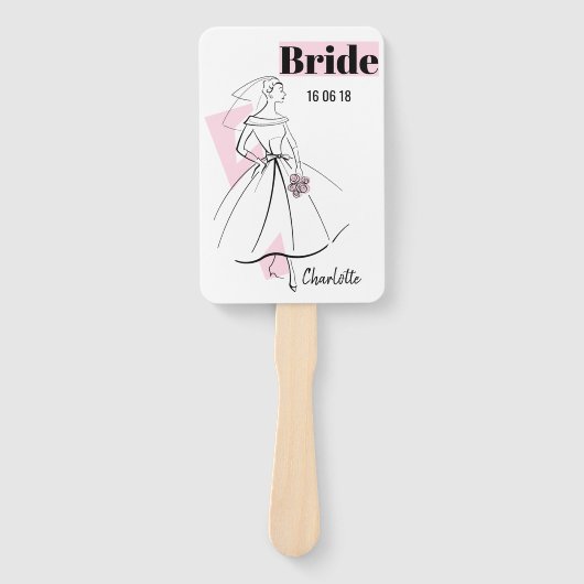 Mode Bride Pink Bride ventilatorpeddel Handwaaier (Voorkant)