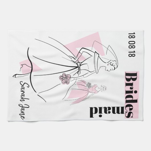 Mode Bride Pink Group Bridesmaid keukenhanddoek (Horizontaal)