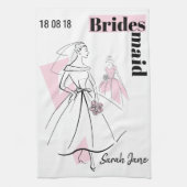 Mode Bride Pink Group Bridesmaid keukenhanddoek (Verticaal)