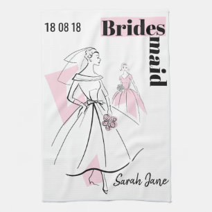 Mode Bride Pink Group Bridesmaid keukenhanddoek