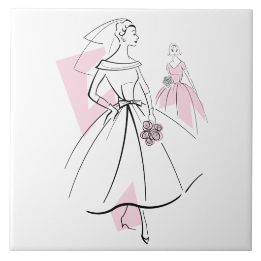Mode Bride Pink Group tegel Tegeltje (Voorkant)