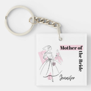 Mode Bride Pink Moeder van de Bride sleutelhanger