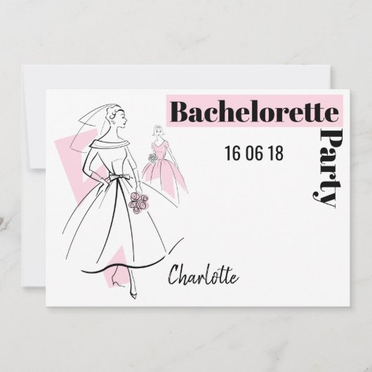 Mode Bride Roze Bachelorette Kaart (Voorkant)