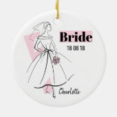 Mode Bride Roze Bride Datum Naam ornament (Achterkant)