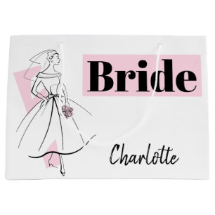 Mode Bride Roze Bride Naam cadeau grote zak Groot Cadeauzakje