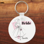Mode Bride Roze Bride Naam sleutelhanger ronde (Voorkant)