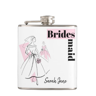 Mode Bride Roze Bridesmaid Naam erlenmeyer Heupfles