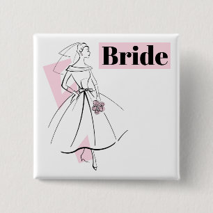 Mode Bride Roze de knoopvierkant van de Bride Vierkante Button 5,1 Cm