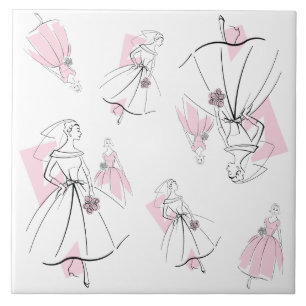 Mode Bride Roze Groep Multi tegel Tegeltje