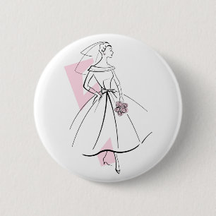 Mode Bride Roze knop Ronde Button 5,7 Cm
