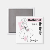 Mode Bride Roze Moeder Bride Datum Naam vierkant Magneet (Voorkant / Achterkant)