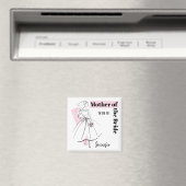 Mode Bride Roze Moeder Bride Datum Naam vierkant Magneet (Insitu (Vaatwasser))