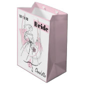 Mode Bride Roze Naam Datum cadeautas medium roze (Achterkant Gekanteld)