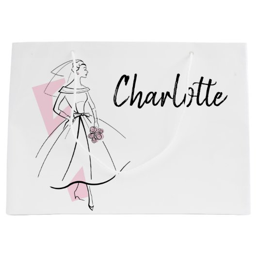 Mode Bride Roze naamzak grote Groot Cadeauzakje (Voorkant)
