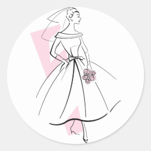 Mode Bride Roze sticker rond