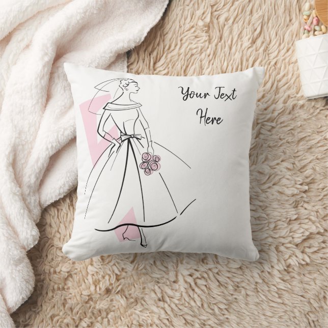Mode Bride Roze Tekst werpen kussen multi-rug (Deken)