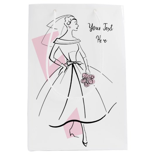 Mode Bride Roze Tekstcadezak medium Cadeauzakje (Voorkant)
