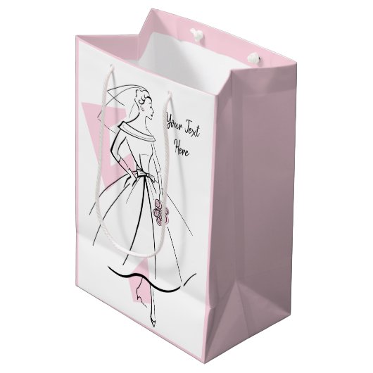 Mode Bride Roze Tekstcadezak medium roze Medium Cadeauzakje (Voorkant Gekanteld)