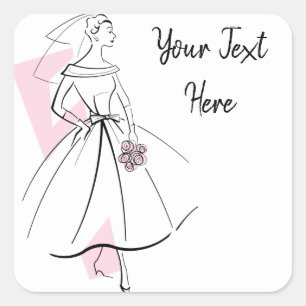 Mode Bride Roze Tekstvierkant Vierkante Sticker