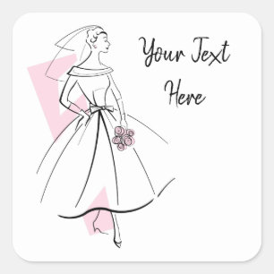 Mode Bride Roze Tekstvierkant Vierkante Sticker