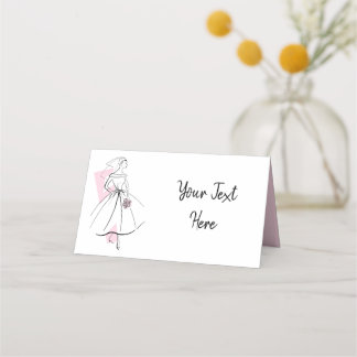 Mode Bride Roze Text place card