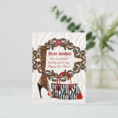 Mode Briefkaart Leather Boot Zebra Purse (Staand voorkant)