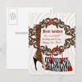 Mode Briefkaart Leather Boot Zebra Purse (Voorkant / Achterkant)