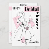 Mode Bruid Roze Groep Bruids Douche uitnodiging (Voorkant / Achterkant)