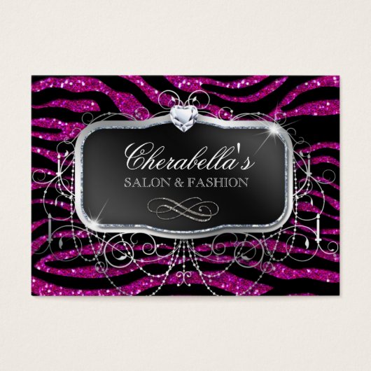 Mode Cadeau Kaart Salon Zebra Glitter Zilver Roze (Voorkant)