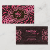 Mode Carte de visite animal Zebra Leopard rose (Devant / Derrière)